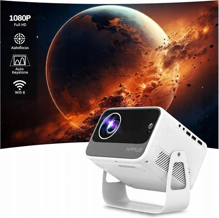 Projektor HIPPUS M11 s WiFi 6 a Bluetooth, nativní projektor 1080P 500 ANSI