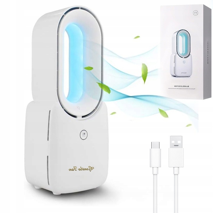 PŘENOSNÝ SLOUPOVÝ STOLNÍ VENTILÁTOR S BAREVNÝMI LED SVĚTLY, 4 REŽIMY USB