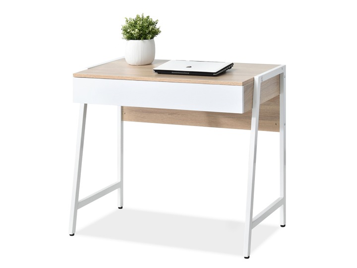 Psací stůl se šuplíkem ARGI - bílý / dub sonoma
