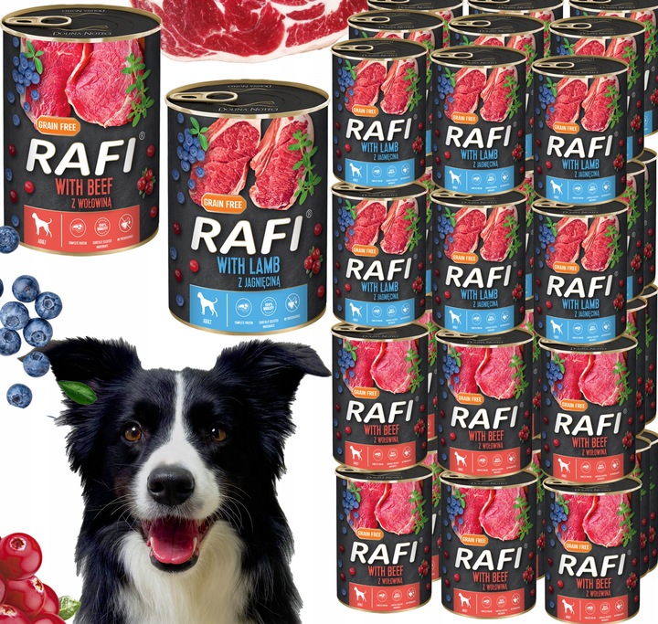 RAFI Dolina Noteci Krmivo pro psy Krmivo a Jehněčí Mix Set 48x400g