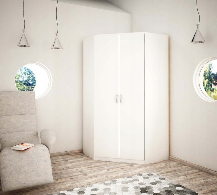 Rohová šatní skříň ZORICA - šířka 106 cm, bílá