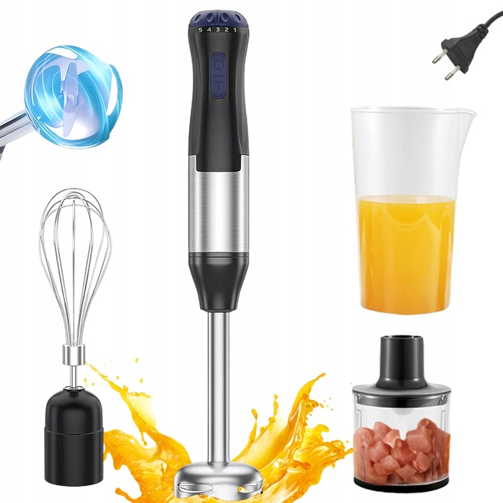 RUČNÍ MIXÉR 4V1 1000 W S 5 RYCHLOSTMI A OCELOVOU ČEPELÍ