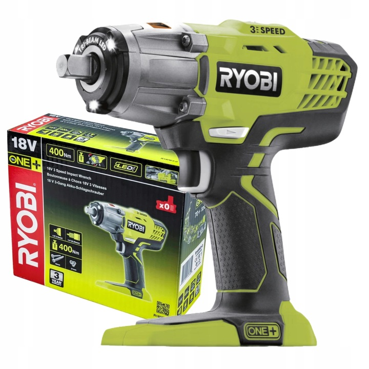 RYOBI VÝKONNÝ AKU RÁZOVÝ UTAHOVÁK R18IW3 18V 400Nm LED SOLO ONE+
