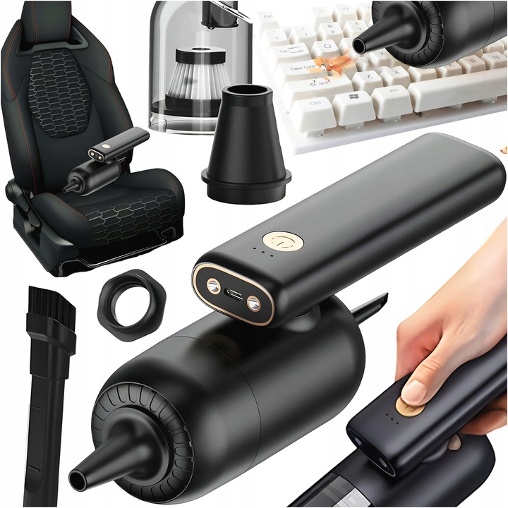 RUČNÍ BEZDRÁTOVÝ AUTOMOBILOVÝ VYSAVAČ DO DOMÁCÍHO AUTA 2v1 LED FÚKAČ