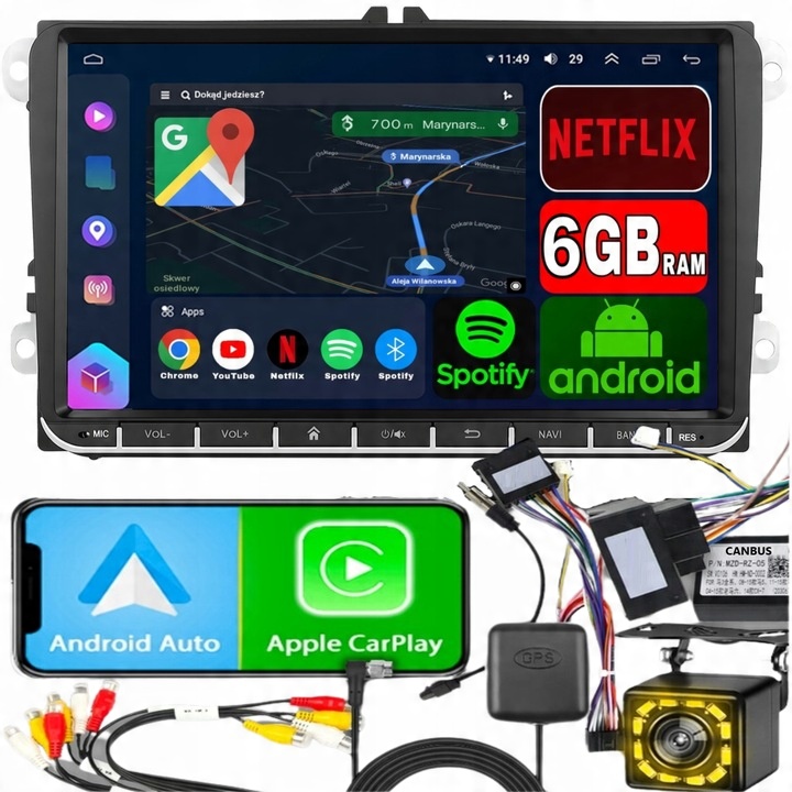 RADIO pro VOLKSWAGEN Seat SKODA VW PASSAT B6 B7 GOLF 5 V 6 ANDROID 15 WiFi Autorádio