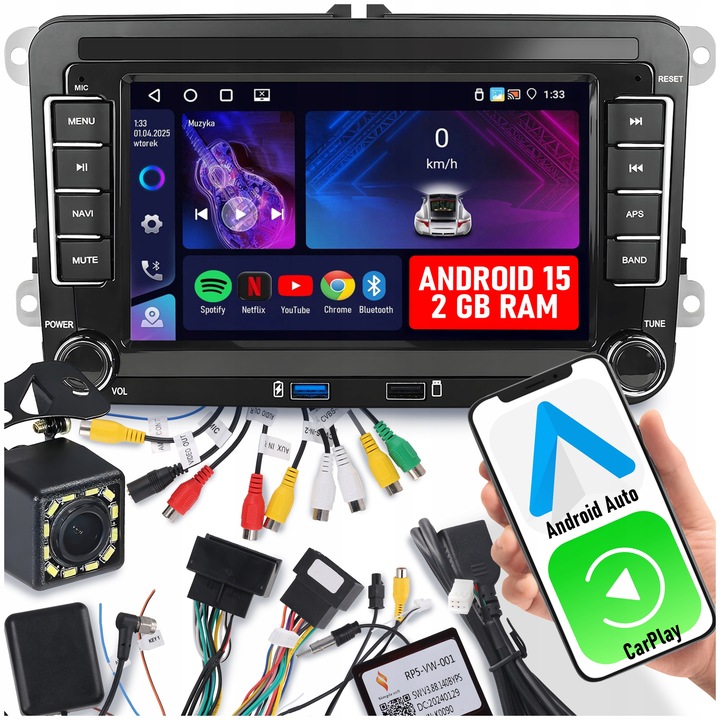 Autorádio RADIO pro VOLKSWAGEN Seat SKODA VW PASSAT B6 B7 GOLF 5 V 6 WiFi Android USB