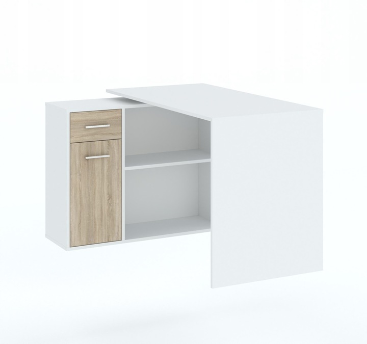 Rohový psací stůl WESLACO - dub sonoma / bílý