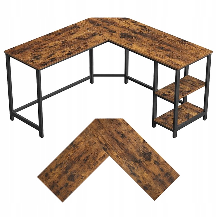 Rohový počítačový stůl LOFT 138 x 138 x 76 industriální dub rustikální