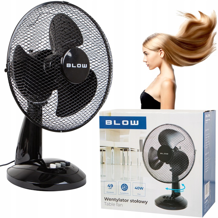 SILNÝ TICHÝ VENTILÁTOR OTOČNÝ STOLNÍ VENTILÁTOR 3 REŽIMY OSCILACE 40W 30CM