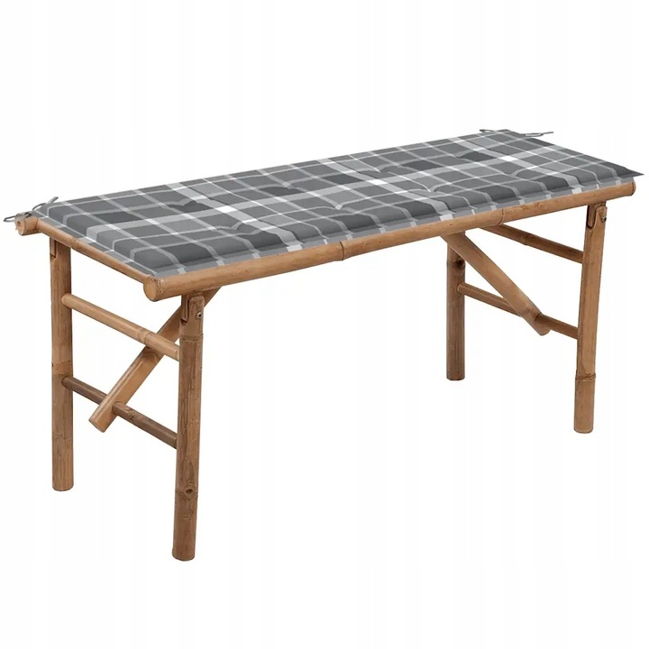 Skládací zahradní lavice s polštářem, 118 cm, bam