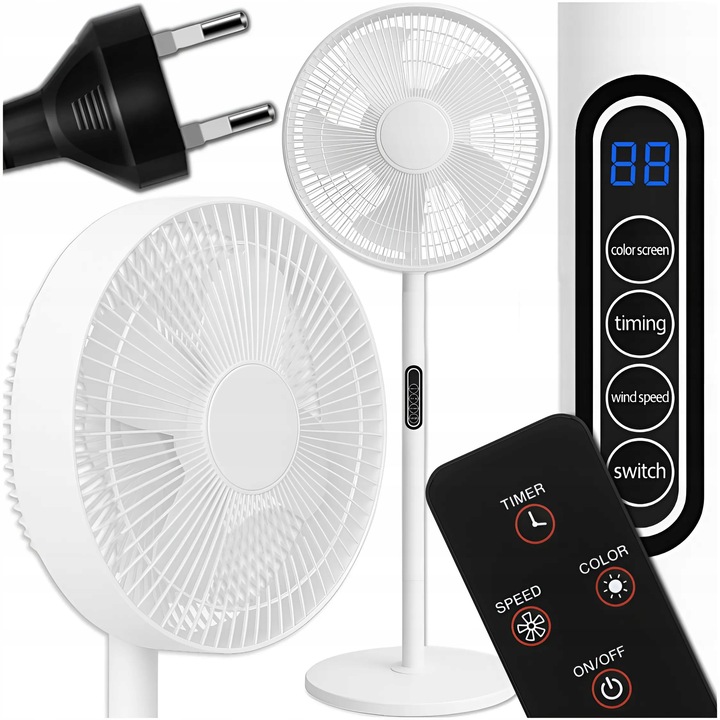 STOJANOVÝ VENTILÁTOR, POKOJOVÝ PODLAHOVÝ VENTILÁTOR, TICHÝ, 8 REŽIMŮ + DÁLKOVÉ OVLÁDÁNÍ