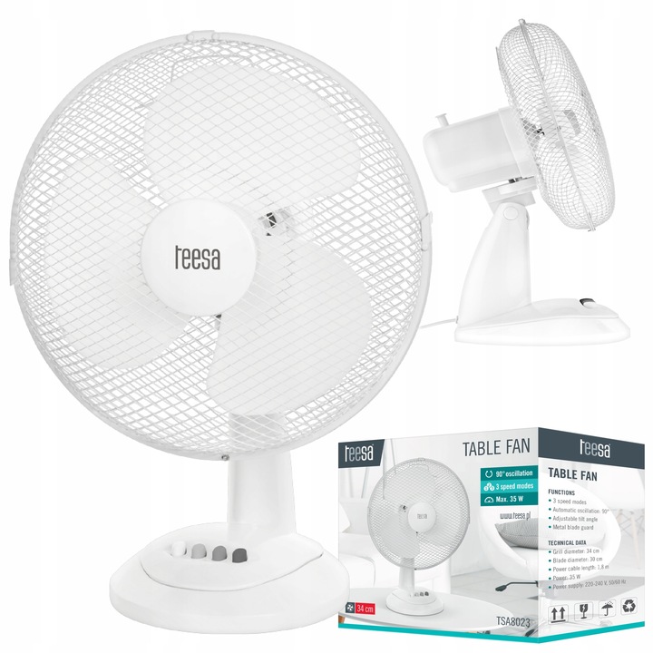 Stolní ventilátor Teesa TICHÝ KANCELÁŘSKÝ VÝKONNÝ OSCILACE