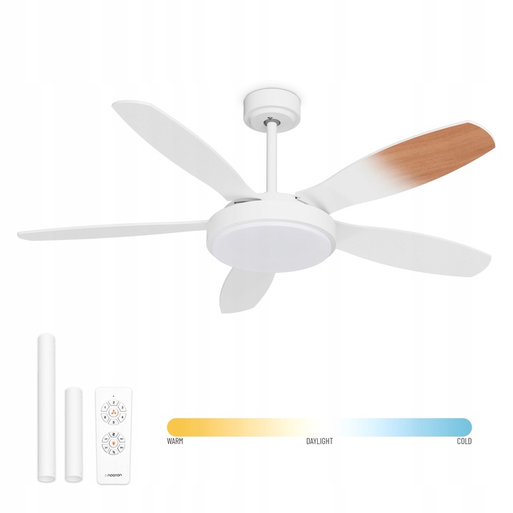 Stropní ventilátor Noaton s osvětlením Maia, 132 cm, motor DC 41W, LED 24W
