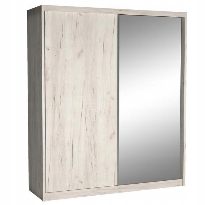 Šatní skříň 208 cm s posuvnými dveřmi se zrcadlem BERLINA 1 - dub kraft bíl