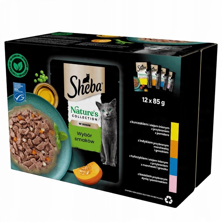 Sheba Nature’s Collection Výběr příchutí 12x85g Mokré Krmivo Pro Kočky v omáčce