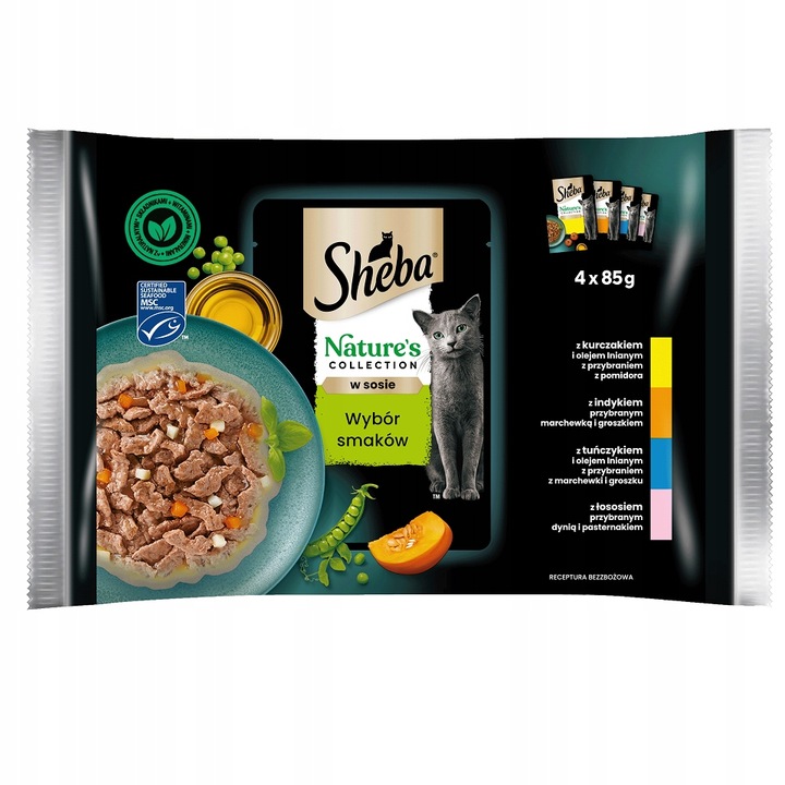 SHEBA Nature’s Collection Výběr příchutí vlhké krmivo pro kočky v omáčce 4x85 g