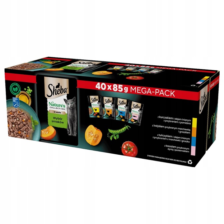 SHEBA Nature’s Collection Výběr příchutí v omáčce vlhké krmivo pro kočky 40x85 g