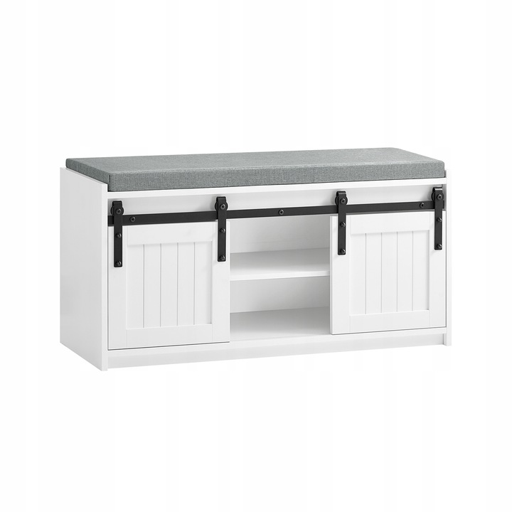 SoBuy Bílá botník se sedákem a posuvnými dveřmi FSR133-K-W nejlevnější