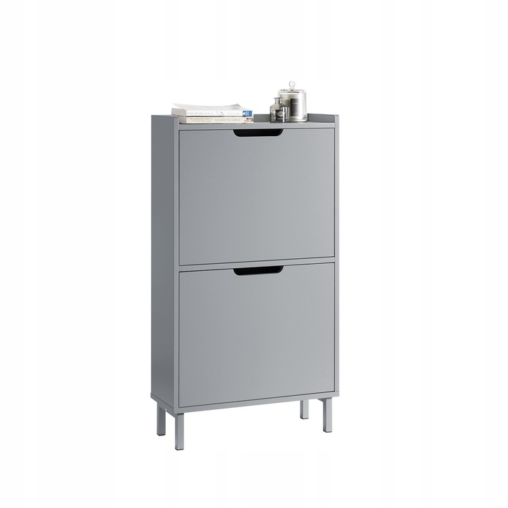 SoBuy Botník 2 klopy regál police do předsíně šedá FSR151-HG