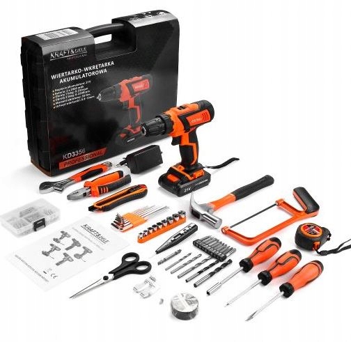 SET AKU VRTAČKA 2x2Ah AKUMULÁTOR 21V PŘÍSLUŠENSTVÍ KUFR NÁŘADÍ