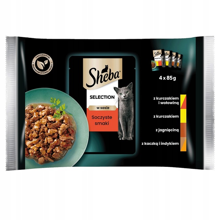 SHEBA Selection Šťavnaté příchutě krmivo pro kočky v omáčce 4x85 g