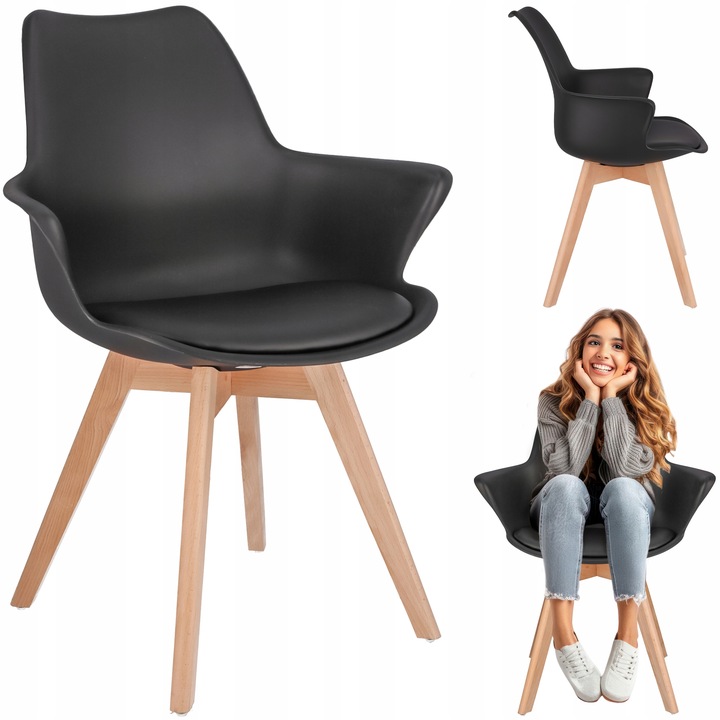 SKANDINÁVSKÉ KŘESLO do KUCHYNĚ obývacího pokoje EKOKŮŽE ORLEANS moderní JUMIhome