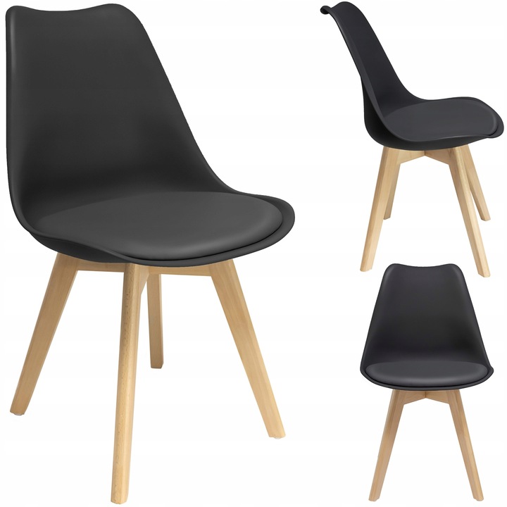 SKANDINÁVSKÉ KŘESLO DO KUCHYNĚ OBÝVACÍHO POKOJE polštář OSLO černé JUMIhome