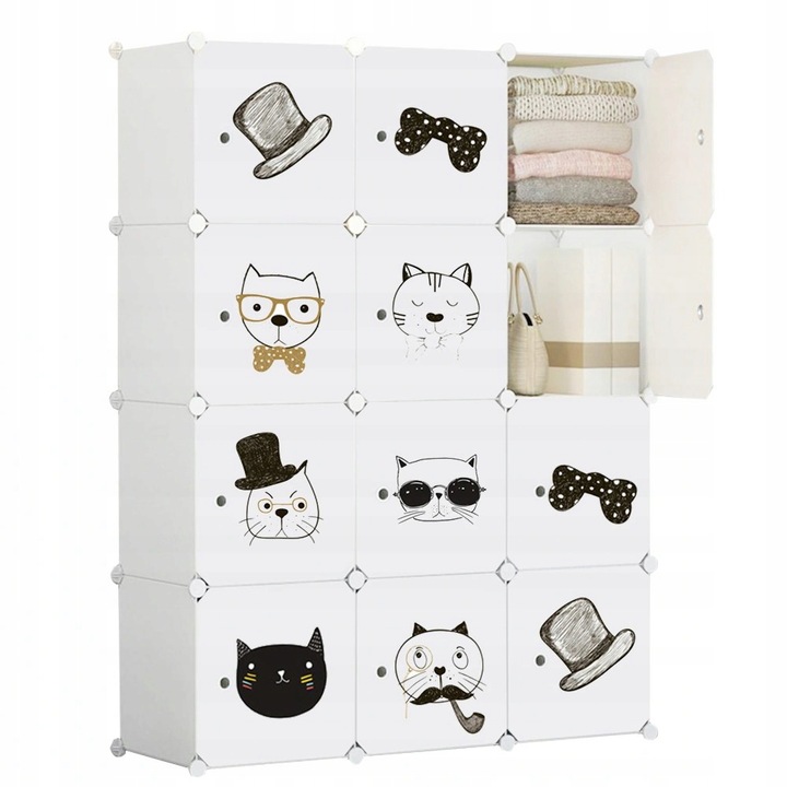 SKŘÍŇ modulární PRO DĚTI šatník POHÁDKA XXL REGÁL BAREVNÝ KOČIČKA