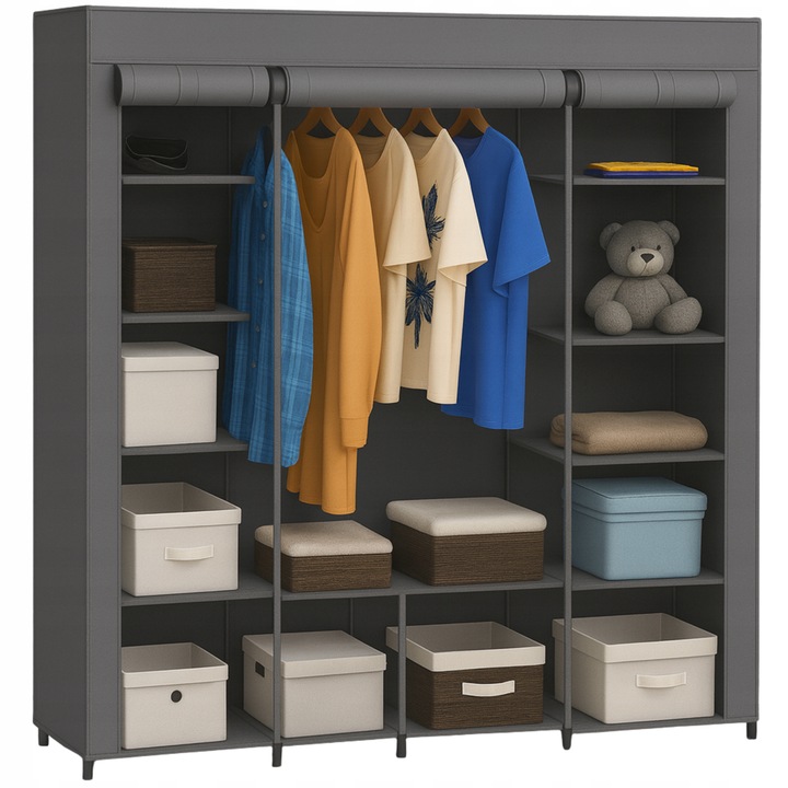 Skříň na oblečení, skládací, velká šatní skříň na věšáky