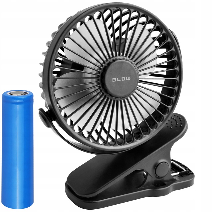 STOLNÍ VENTILÁTOR ČERNÝ S USB KLIPEM TICHÝ PŘENOSNÝ AKUMULÁTOR 3 REŽIMY
