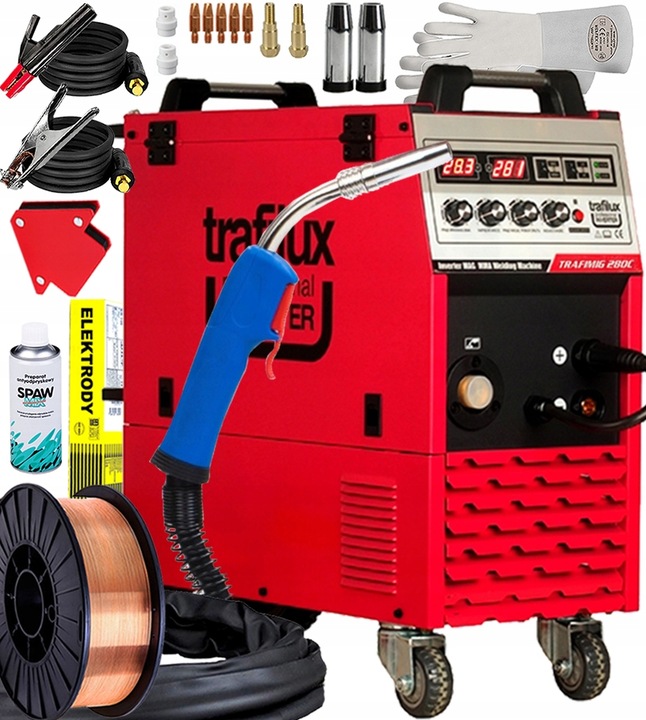 SYNERGICKÁ INVERTOROVÁ SVÁŘEČKA POLOAUTOMAT TRAFILUX TRAFIMIG 280C 400V 4x4