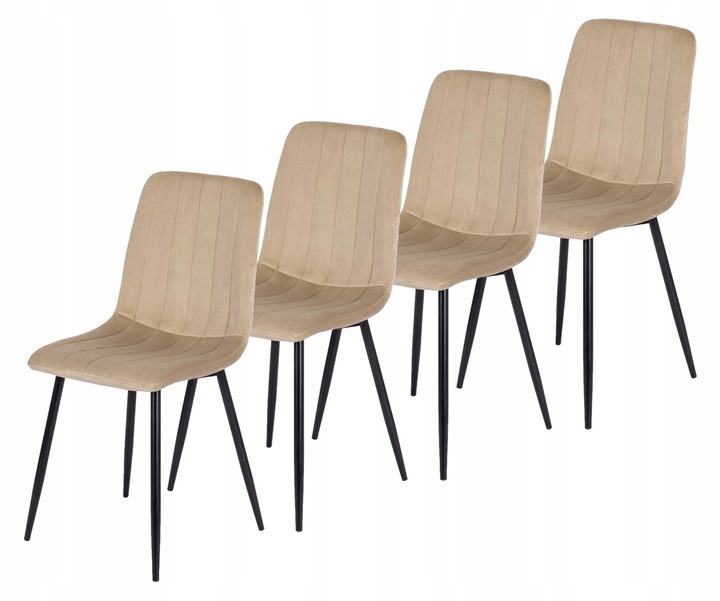 SADA ČALOUNĚNÝCH JÍDELNÍCH ŽIDLÍ Z VELURU BÉŽOVÁ IBIS 4x