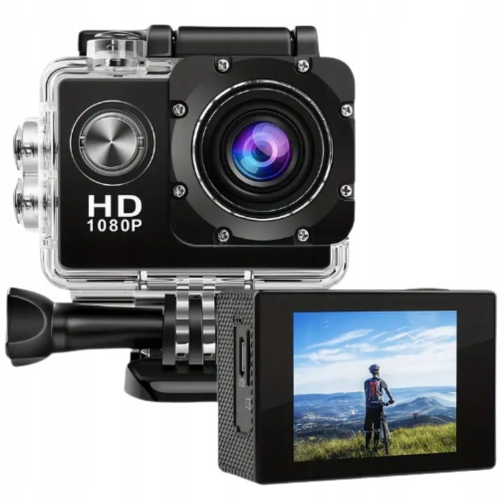 SPORTOVNÍ KAMERA VODĚODOLNÁ KAMERA FULL HD 1080P + SADA DRŽÁKŮ