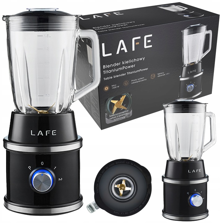 Stolní mixér LAFE Titanium Power 1300 W 1,5 l, skleněný, drcení ledu