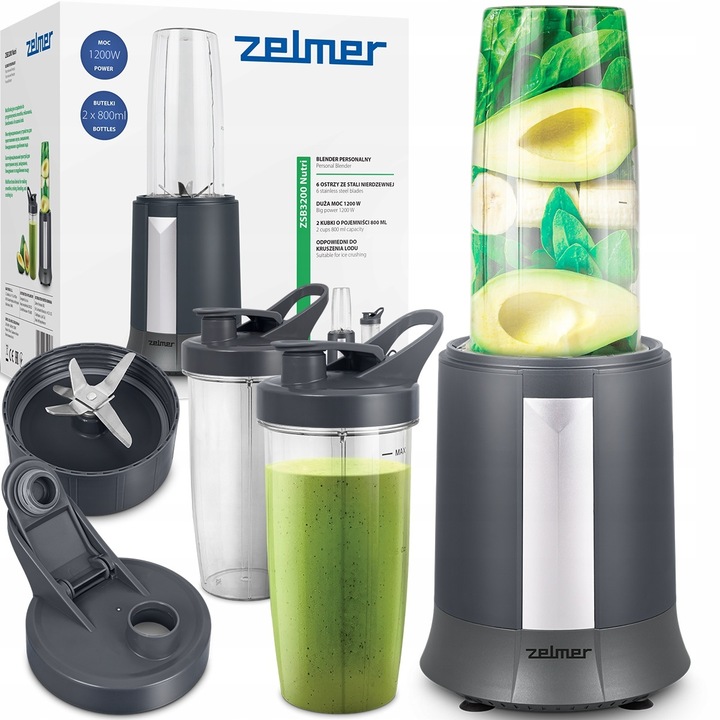 STOLNÍ MIXÉR ZELMER ZSB3200 1200W 0,8L DRCENÍ LEDU SMOOTHIE ČERNÝ
