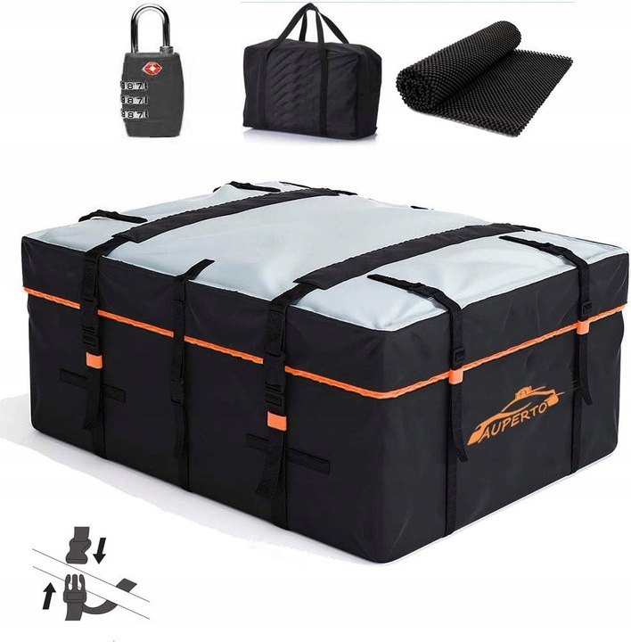 STŘEŠNÍ NOSIČ BOX AUPERTO 538 L, VODĚODOLNÁ STŘEŠNÍ TAŠKA + OBAL