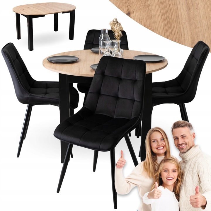 Stůl s židlemi Rozkládací Kulatý set do obývacího pokoje Kuchyňská jídelna