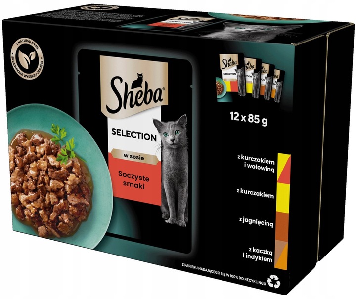 SHEBA Selection Šťavnaté příchutě mokré krmivo pro kočky v omáčce mix 12 x 85 g