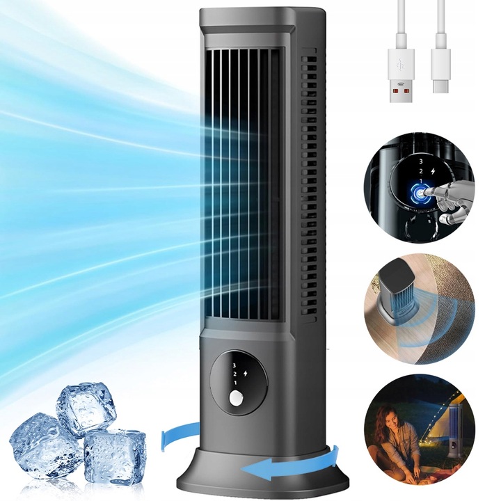 SLOUPOVÝ VENTILÁTOR STOLNÍ VENTILÁTOR TICHÝ STOJÍCÍ PŘENOSNÝ 3 RYCHLOSTI