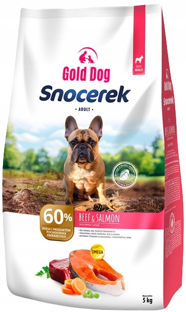 Snocerek suché krmivo pro psy malých plemen HOVĚZÍ LOSOS Gold Dog 5 kg