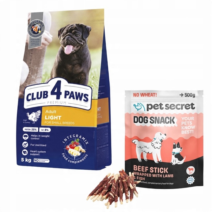 Suché krmivo pro psy malých plemen krůta 5 kg Club 4 Paws Sada s pamlsky