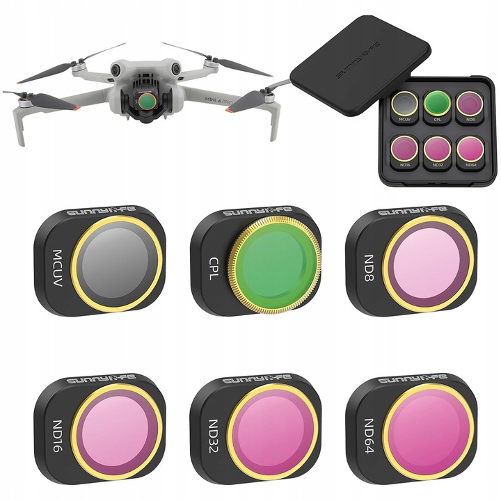 Sunnylife Sada 6 filtrů MCUV CPL ND 8 16 32 64 pro dron DJI Mini 4 Pro