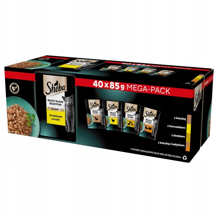 Sheba Selection Select Slices Drůbeží Příchutě 40x85g Krmivo Pro Kočky V omáčce