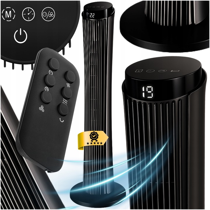 SLOUPOVÝ VENTILÁTOR S DÁLKOVÝM OVLÁDÁNÍM, TICHÝ STOJANOVÝ VENTILÁTOR, IONIZACE, VELKÝ DOSAH