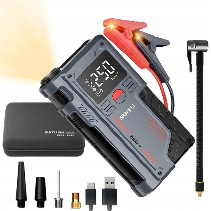 STARTOVACÍ ZDROJ S LED SVÍTILNOU, FUNKCÍ HUSTILKY A POWERBANKOU 20000mAh - AUTO SOS