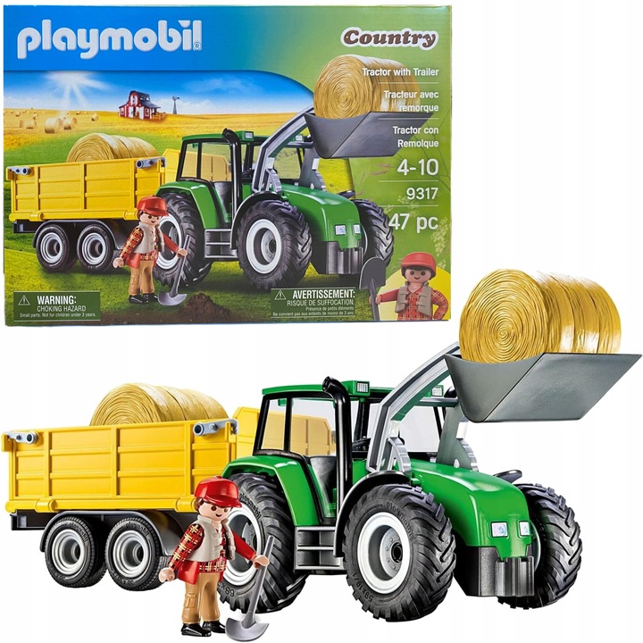 SADA PLAYMOBIL COUNTRY TRAKTOR S PŘÍVĚSEM 47 DÍLKŮ