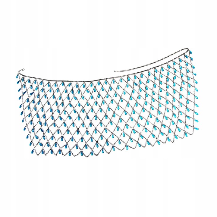 Sukně s drahokamenovým řetízkem Bikiny Pásový řetízek Glitter Hollow Out Hip Blue