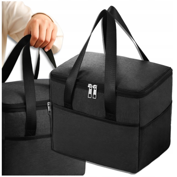 Termotaška Velká LUNCHBOX Snídaně Černá Jídlo Držák Pláž Piknik