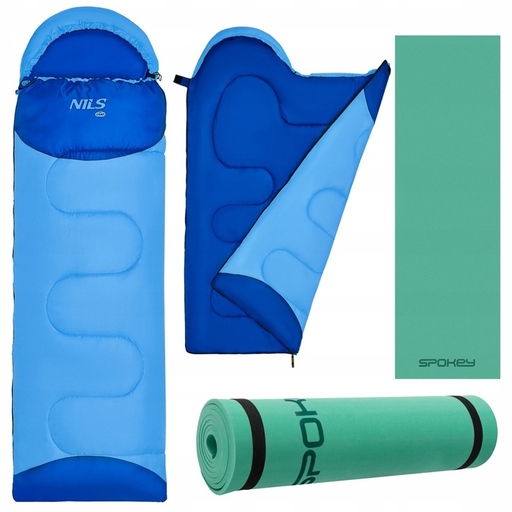 Turistický spací pytel Teplá Mumie S Kapucí pro dítě 180 x 60 cm + Karimatka Spacák