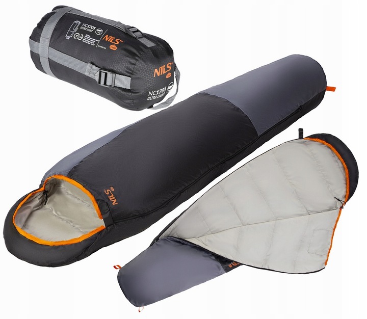 Turistický spací pytel Ultra Lehký Mumie S Kapucí Pod Stan + Obal NILS VÝPRODEJ